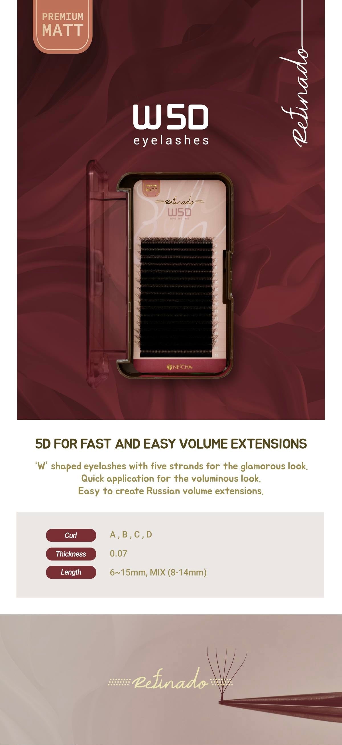 NEICHA 5D W Lash B/C/D CURL 0.07 16 LINES